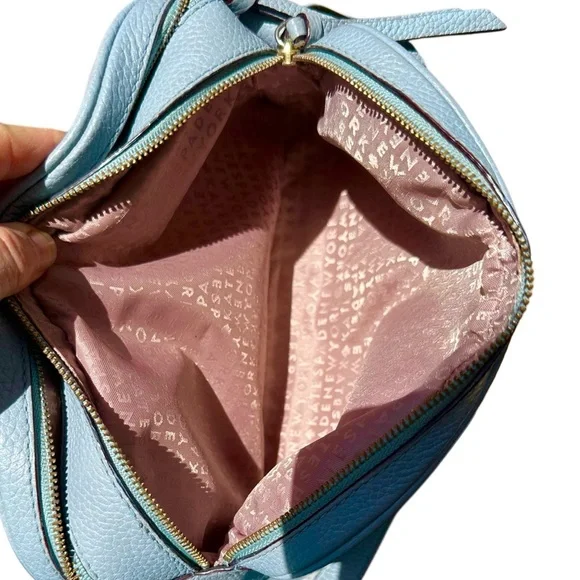 KATE SPADE Mulberry Street Darian Light Blue Pebbled Leather Zip Crossbody Chain - Picture 10 of 16